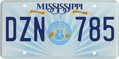 MS license plate DZN785