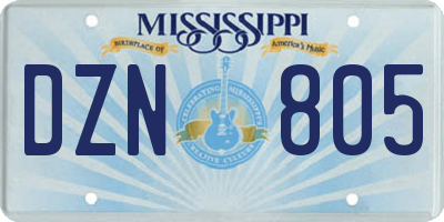 MS license plate DZN805