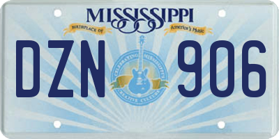 MS license plate DZN906
