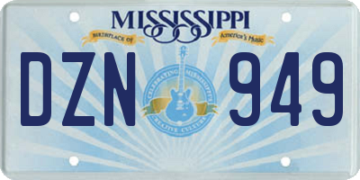 MS license plate DZN949