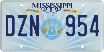 MS license plate DZN954