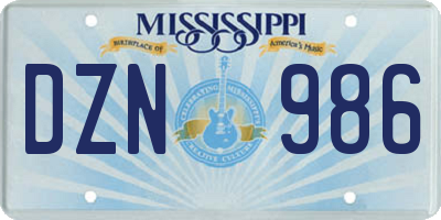 MS license plate DZN986