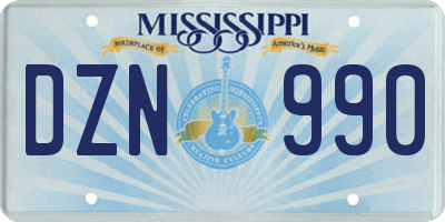 MS license plate DZN990