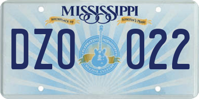 MS license plate DZO022