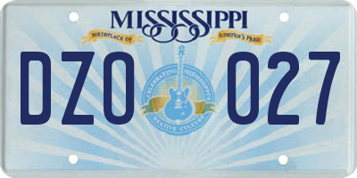 MS license plate DZO027
