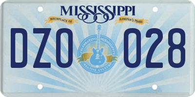 MS license plate DZO028