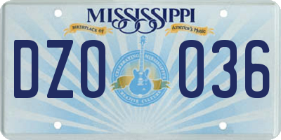 MS license plate DZO036