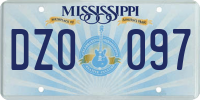 MS license plate DZO097