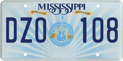 MS license plate DZO108
