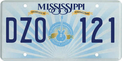 MS license plate DZO121
