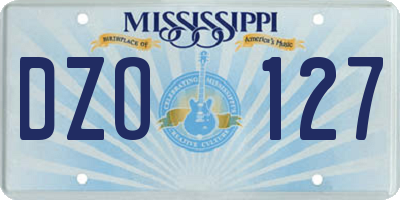 MS license plate DZO127