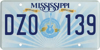 MS license plate DZO139