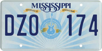 MS license plate DZO174