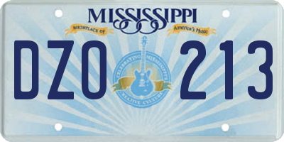 MS license plate DZO213