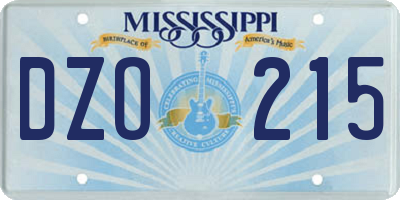 MS license plate DZO215