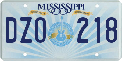 MS license plate DZO218