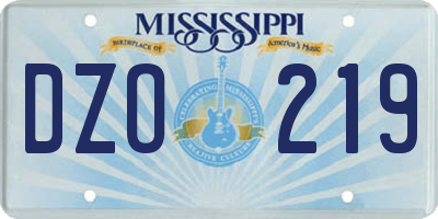 MS license plate DZO219