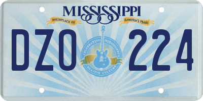 MS license plate DZO224