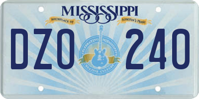 MS license plate DZO240
