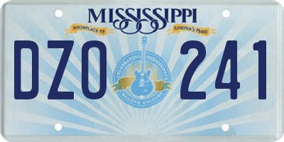 MS license plate DZO241