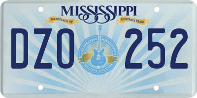 MS license plate DZO252
