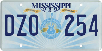 MS license plate DZO254