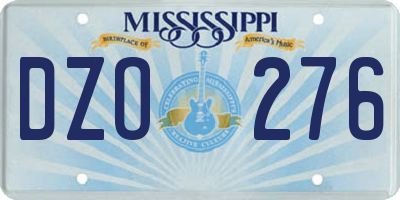 MS license plate DZO276
