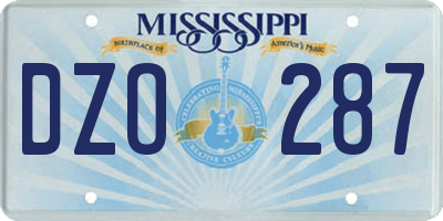 MS license plate DZO287