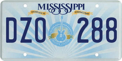 MS license plate DZO288