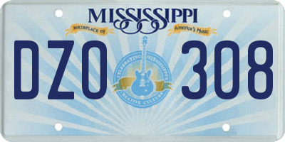 MS license plate DZO308