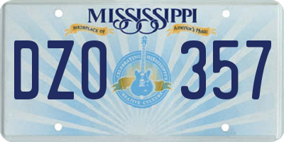 MS license plate DZO357