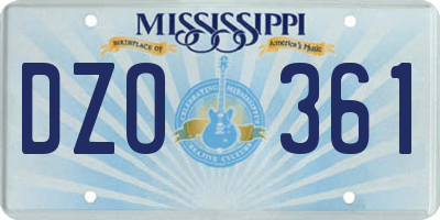 MS license plate DZO361