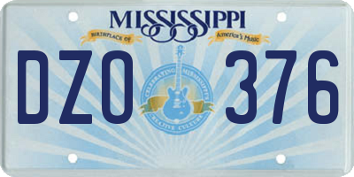 MS license plate DZO376