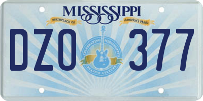 MS license plate DZO377