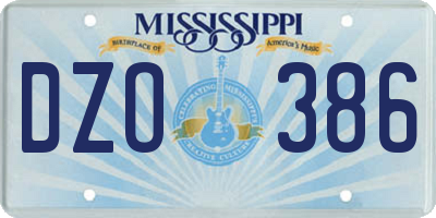 MS license plate DZO386