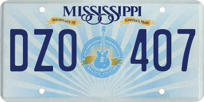 MS license plate DZO407