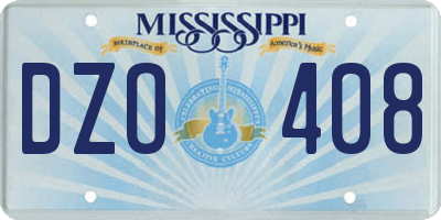 MS license plate DZO408