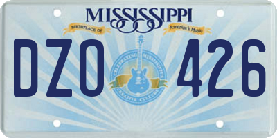 MS license plate DZO426