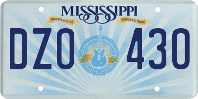 MS license plate DZO430