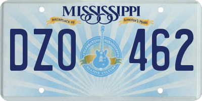 MS license plate DZO462