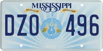 MS license plate DZO496