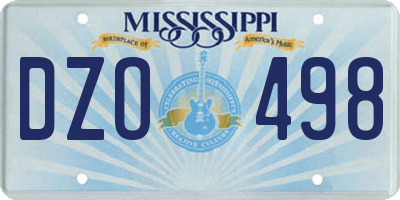 MS license plate DZO498