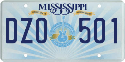 MS license plate DZO501