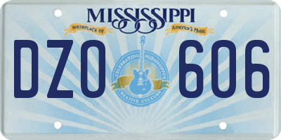 MS license plate DZO606