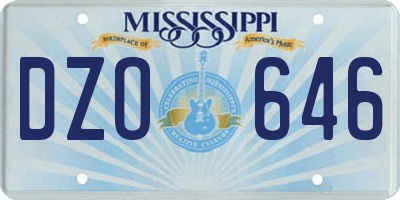 MS license plate DZO646