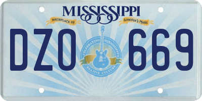 MS license plate DZO669