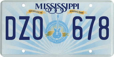 MS license plate DZO678