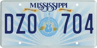 MS license plate DZO704