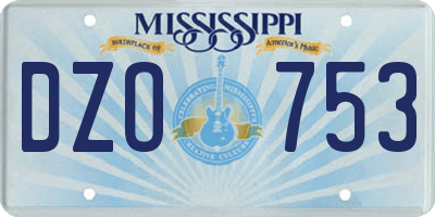 MS license plate DZO753