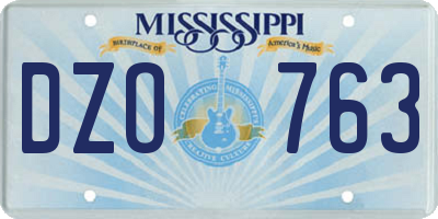 MS license plate DZO763